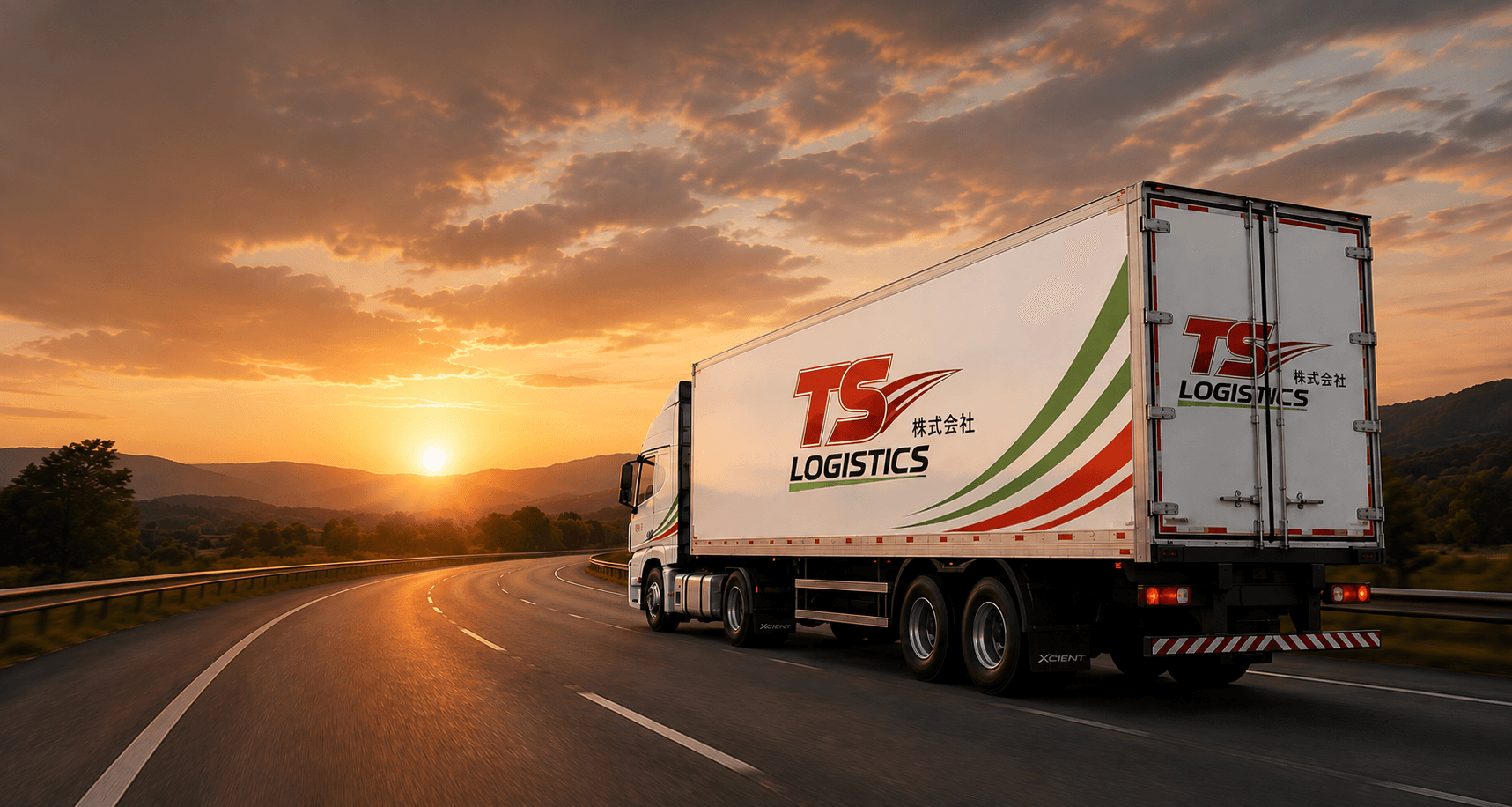 自動車部品を運ぶ TS Logistics のトラック